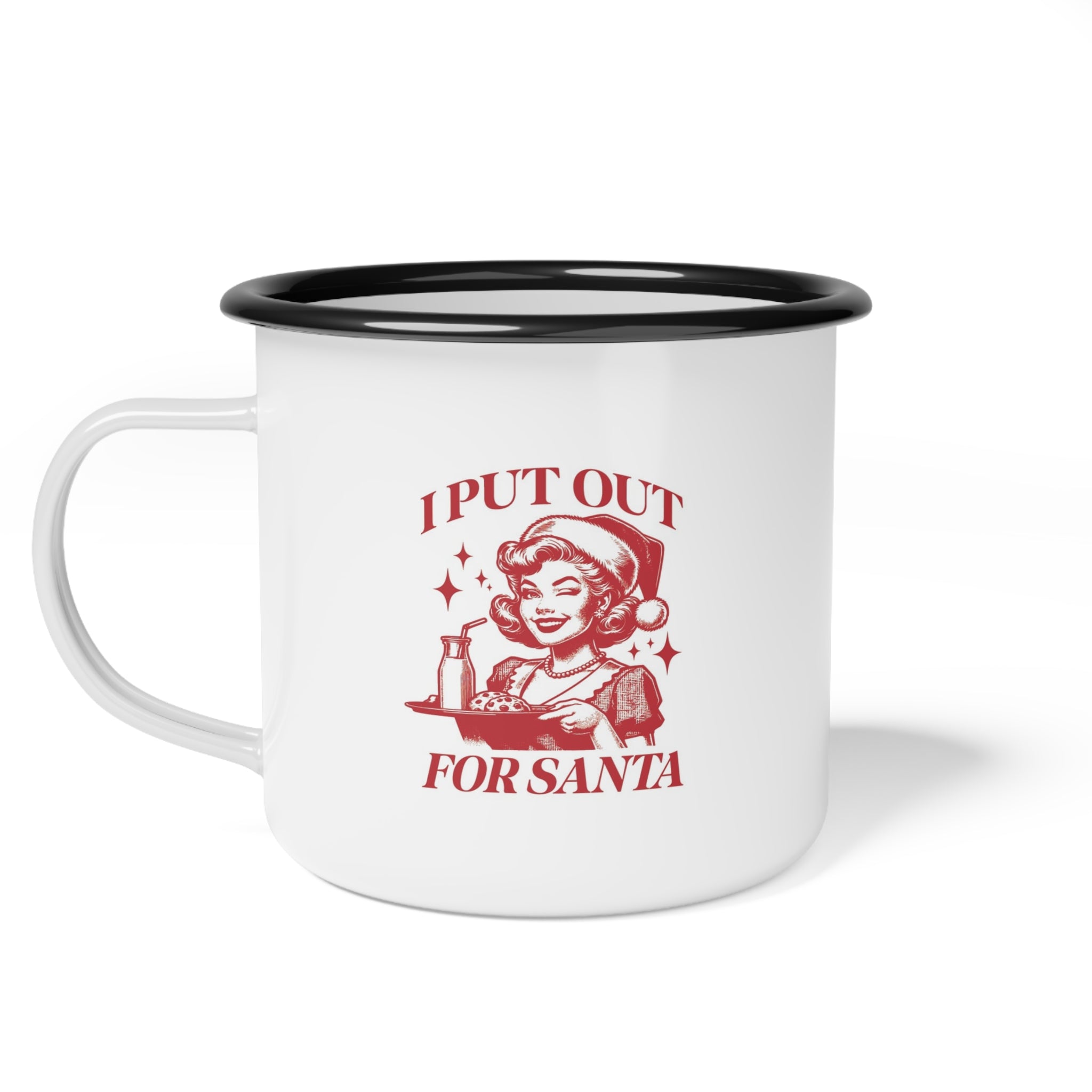 I Put Out For Santa Enamel Camp Cup